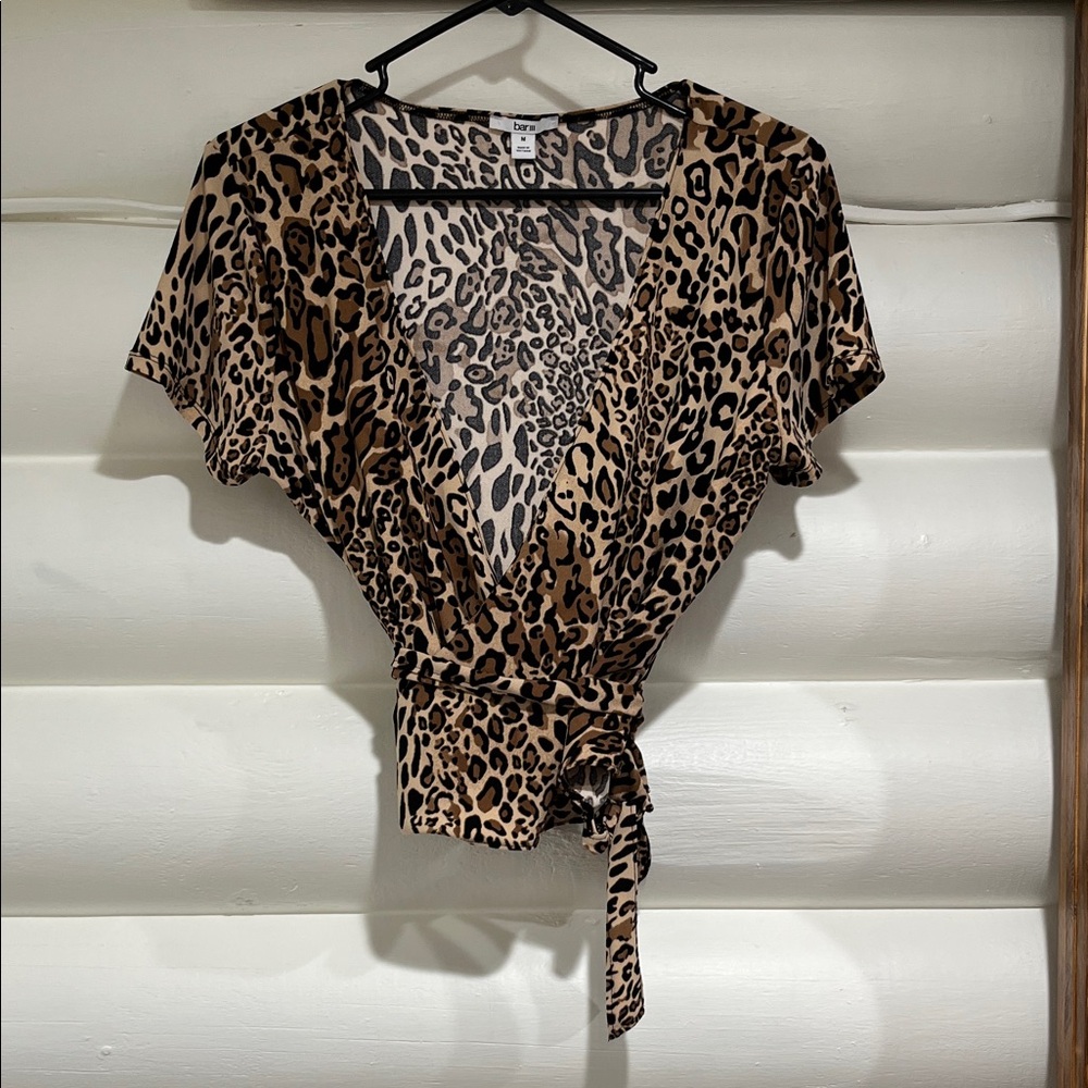 Bar III Leopard Print V-Neck Blouse